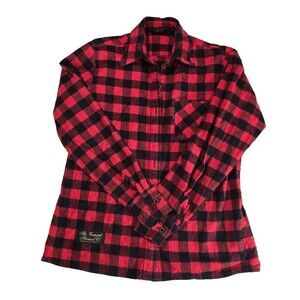 Vermont Flannel Women Red Buffalo Plaid Shirt Size M Organic Cotton Outdoor Cozy